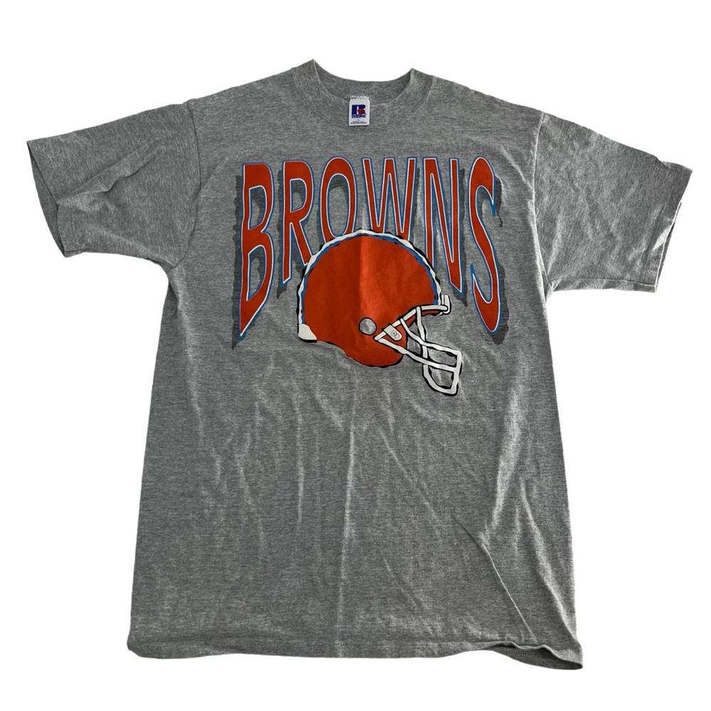Vintage Cleveland Browns‎ Shirt Mens Large Grey Big Helmet Riddell 90s USA NFL